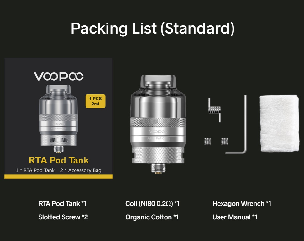 Voopoo P'n'P RTA Lieferumfang