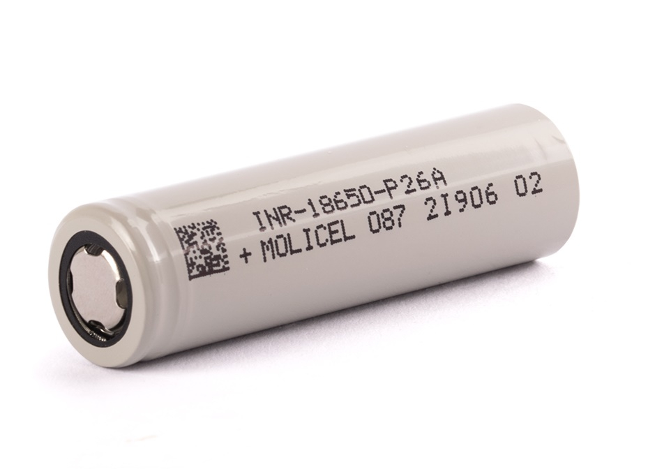 Molicel P26A 2600mAh Ansicht schräg liegend Molicel P26A 2600mAh